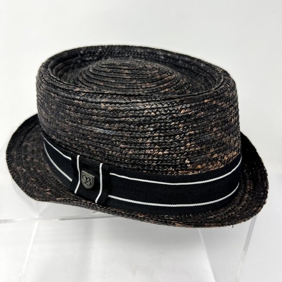Brixton Paper Straw Hat Fitted Size L / XL Lightweight Fedora Hat Metal Brixton